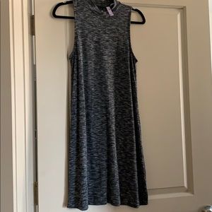 Mock neck grey dress